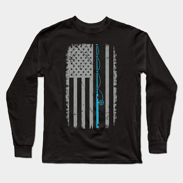 USA American Flag Fishing Vintage Fisherman Gifts Long Sleeve T-Shirt by uglygiftideas